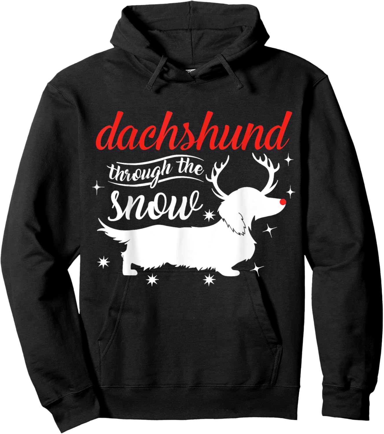 Dachshund Dog Through the Snow Weiner Dachshund Hoodie - Hoodie | Black