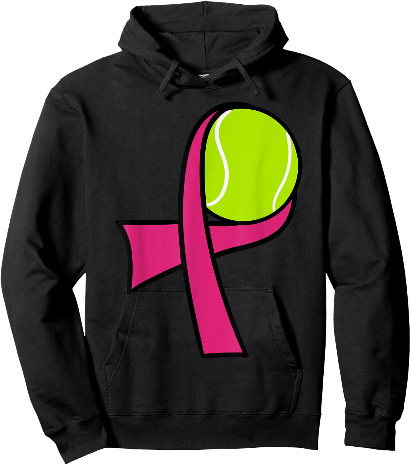 Breast Cancer Tennis Ball Pink Ribbon Mammogram Sport Smash Hoodie - Hoodie | Black