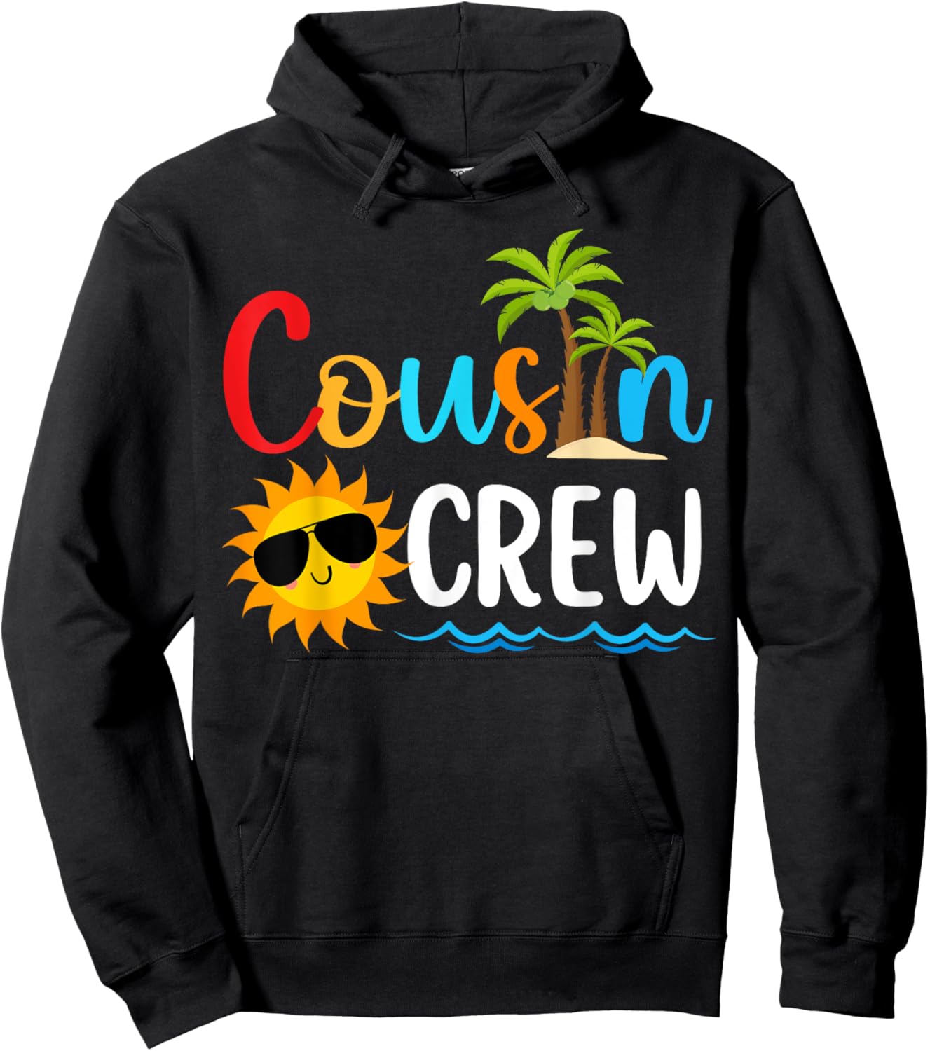 2025 Cousin crew Summer Vacation Beach Family Trips Matching Men Women Girls Kids Hoodie - Hoodie | Black