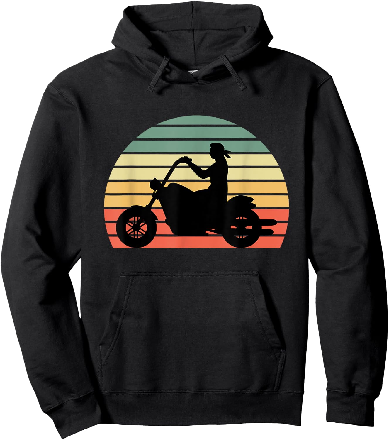 KaizenDesigns Vintage Biker - Retro Motorcycle Silhouette Hoodie - Hoodie | Black