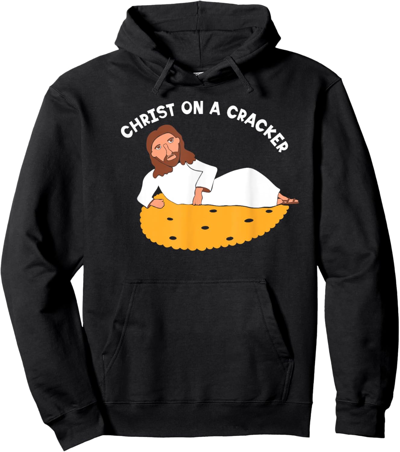 Christ on a Cracker Funny Cartoon Jesus Graphic Hoodie - Hoodie | Black