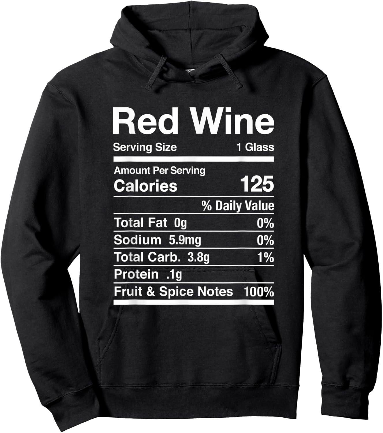 Red Wine Nutrition Facts Thanksgiving Matching Hoodie - Hoodie | Black