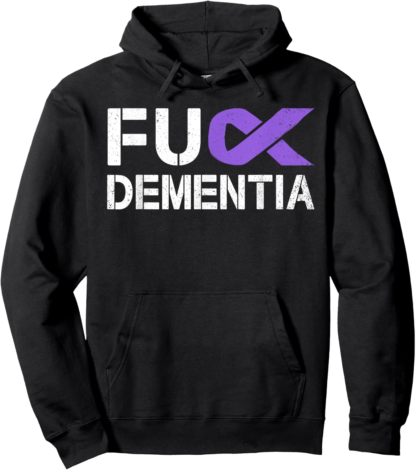 Fuck Dementia Awareness Gift Purple Ribbon Support Warrior Hoodie - Hoodie | Black