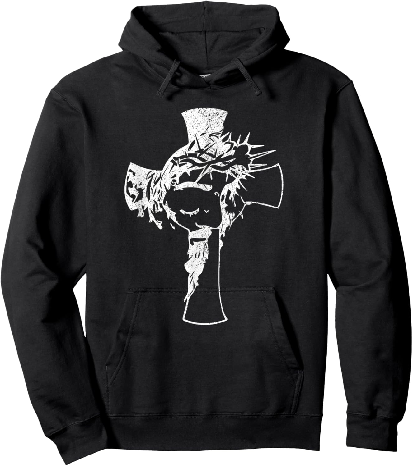 Christ Face in Cross Vintage Bible Verse Religious Hoodie - Hoodie | Black