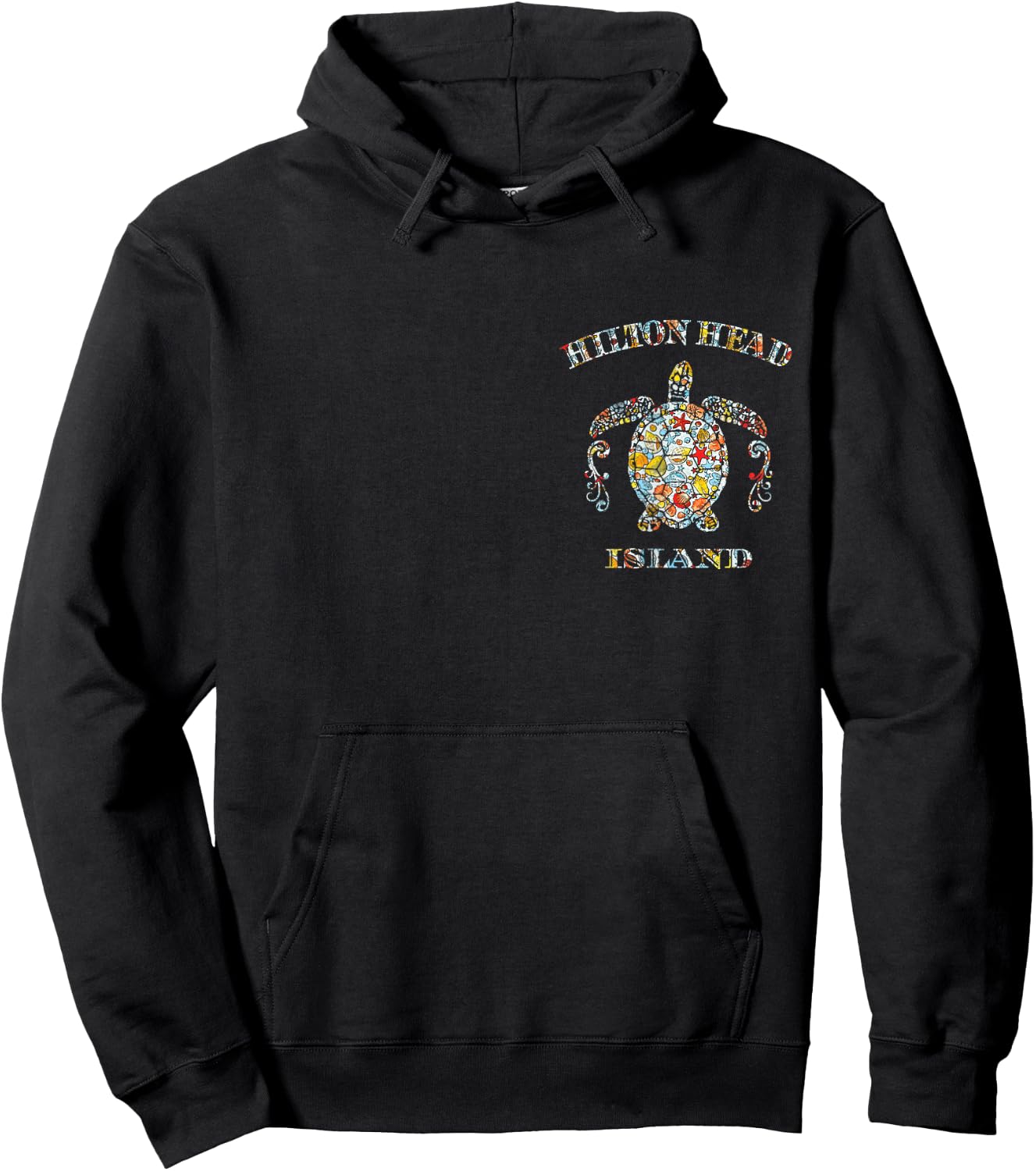 JCombs: Hilton Head, SC, Sea Turtle w/ Seashells (2-Sided) Hoodie - Hoodie | Black