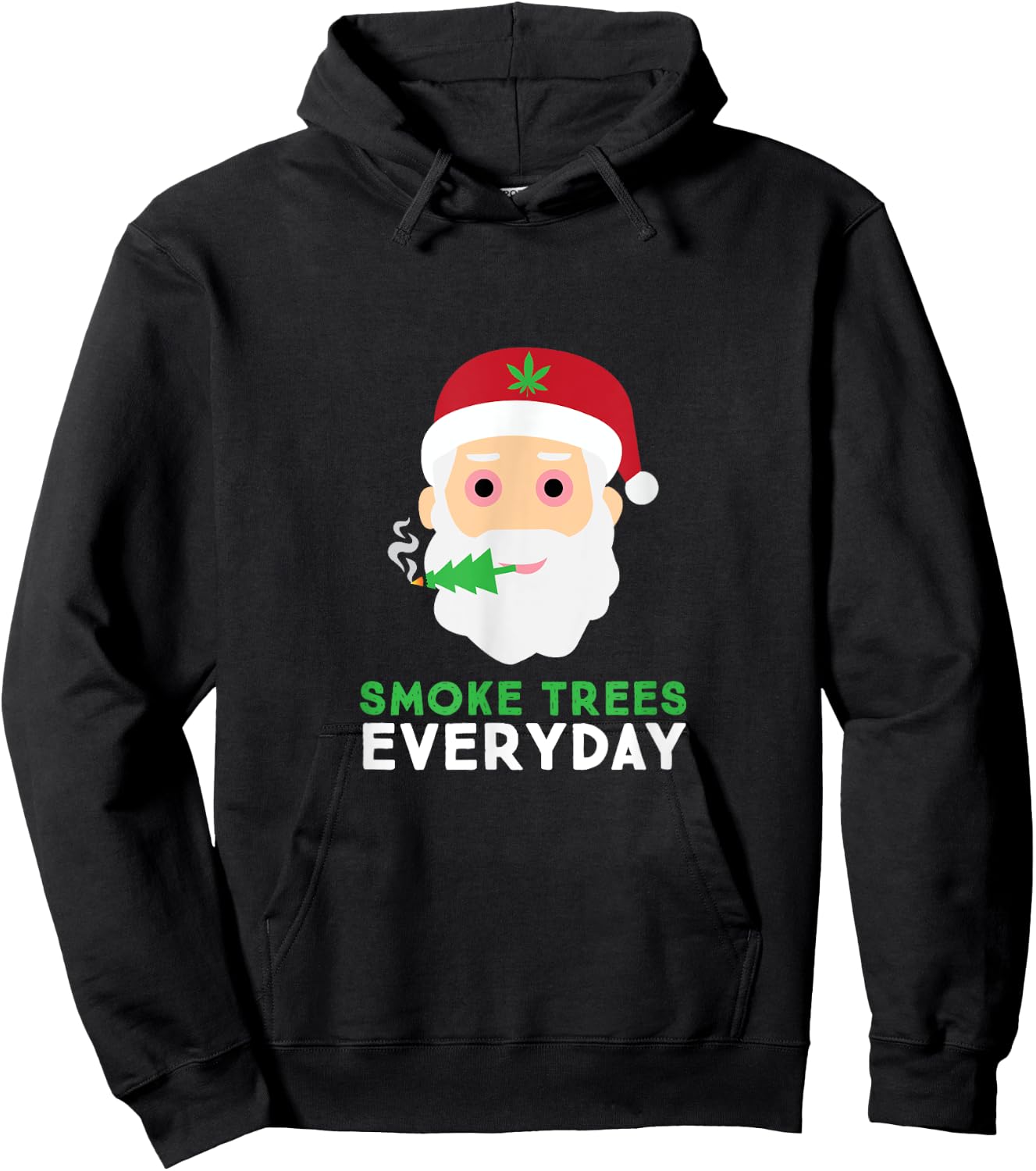 Funny Adult Christmas Tree Pajama Shirt Weed Gift Hoodie - Hoodie | Black