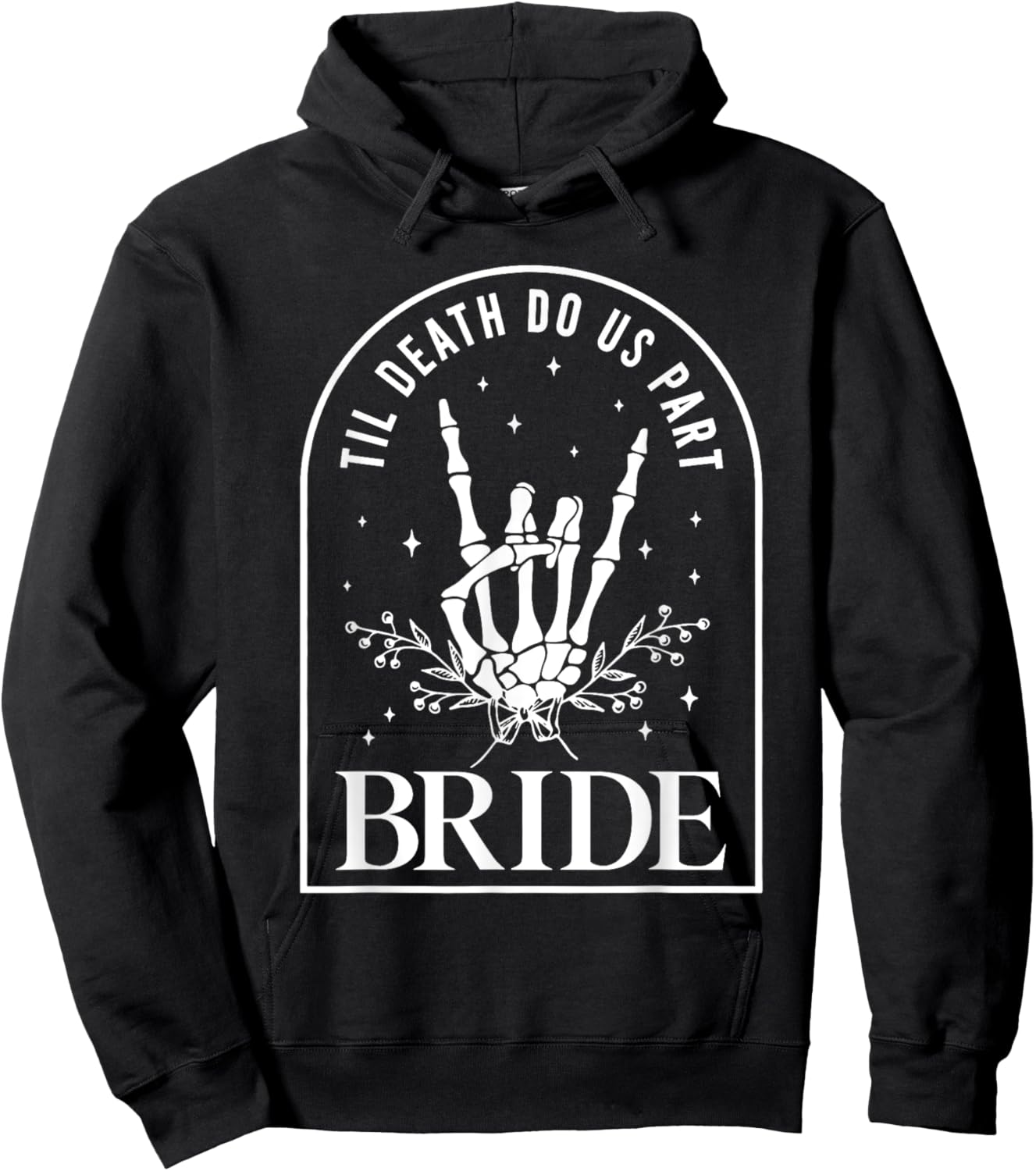 Bride Groom Skeleton Rock Hand Couples Wedding Halloween Hoodie - Hoodie | Black