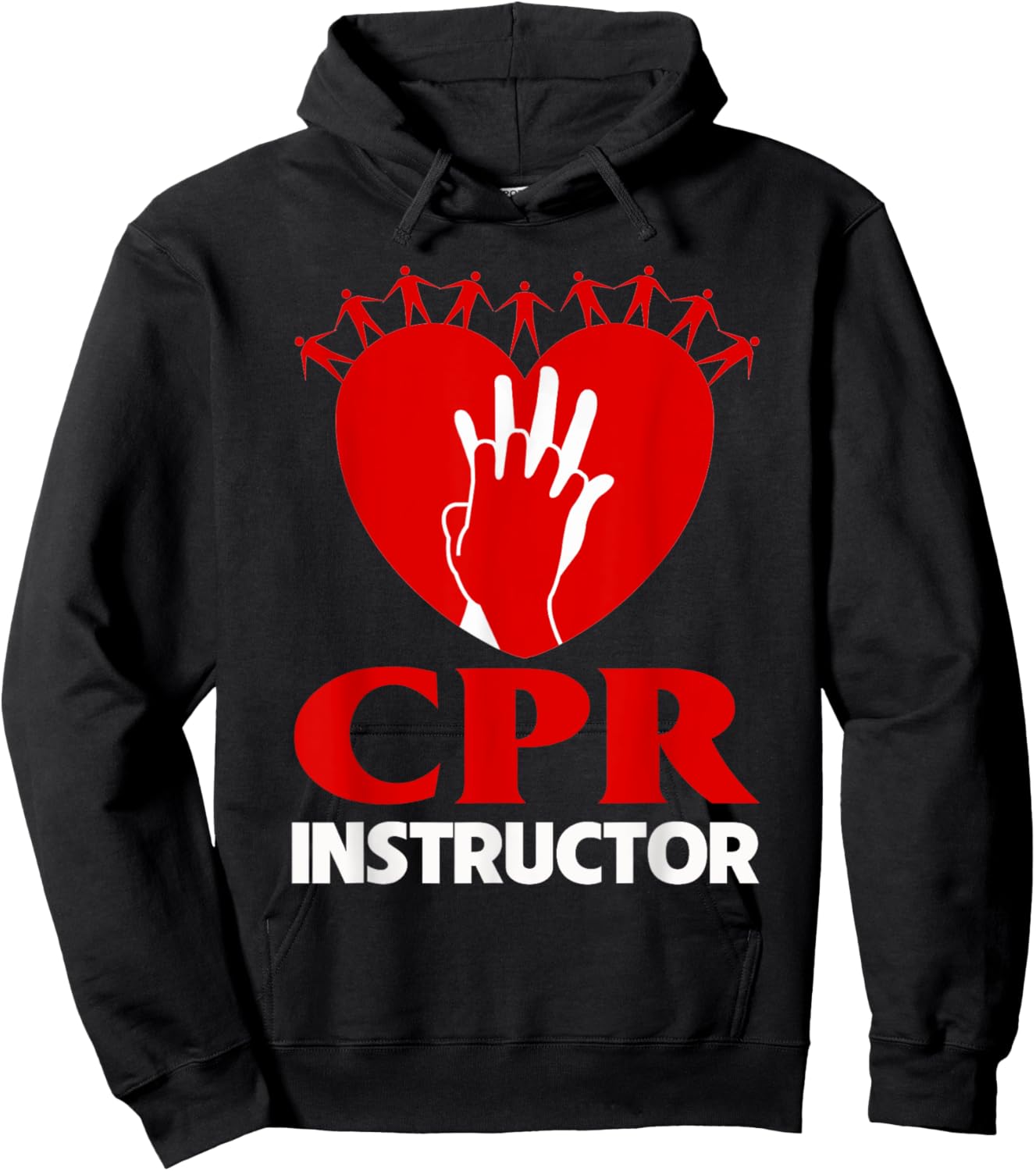 CPR Instructor Teacher First Aid Aed Trainer Red Heart Men Women Hoodie - Hoodie | Black