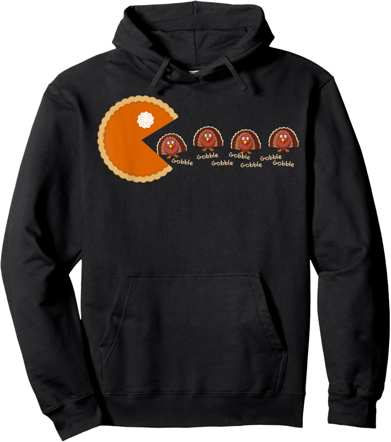 Funny Pumpkin Pie Eating Turkeys Gobble Gamers Thanksgiving Hoodie - Hoodie | Black