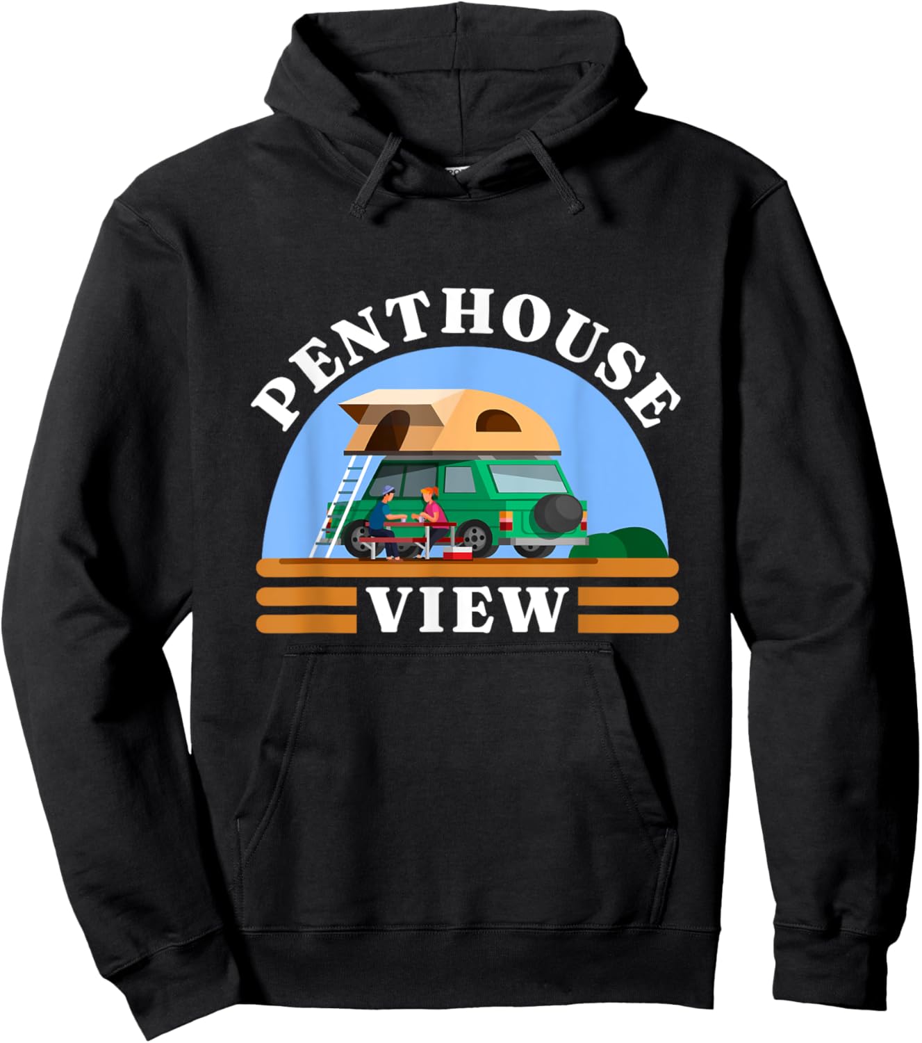 Penthouse View Rooftop Tent Camping Off-Road Vehicle Camper Hoodie - Hoodie | Black