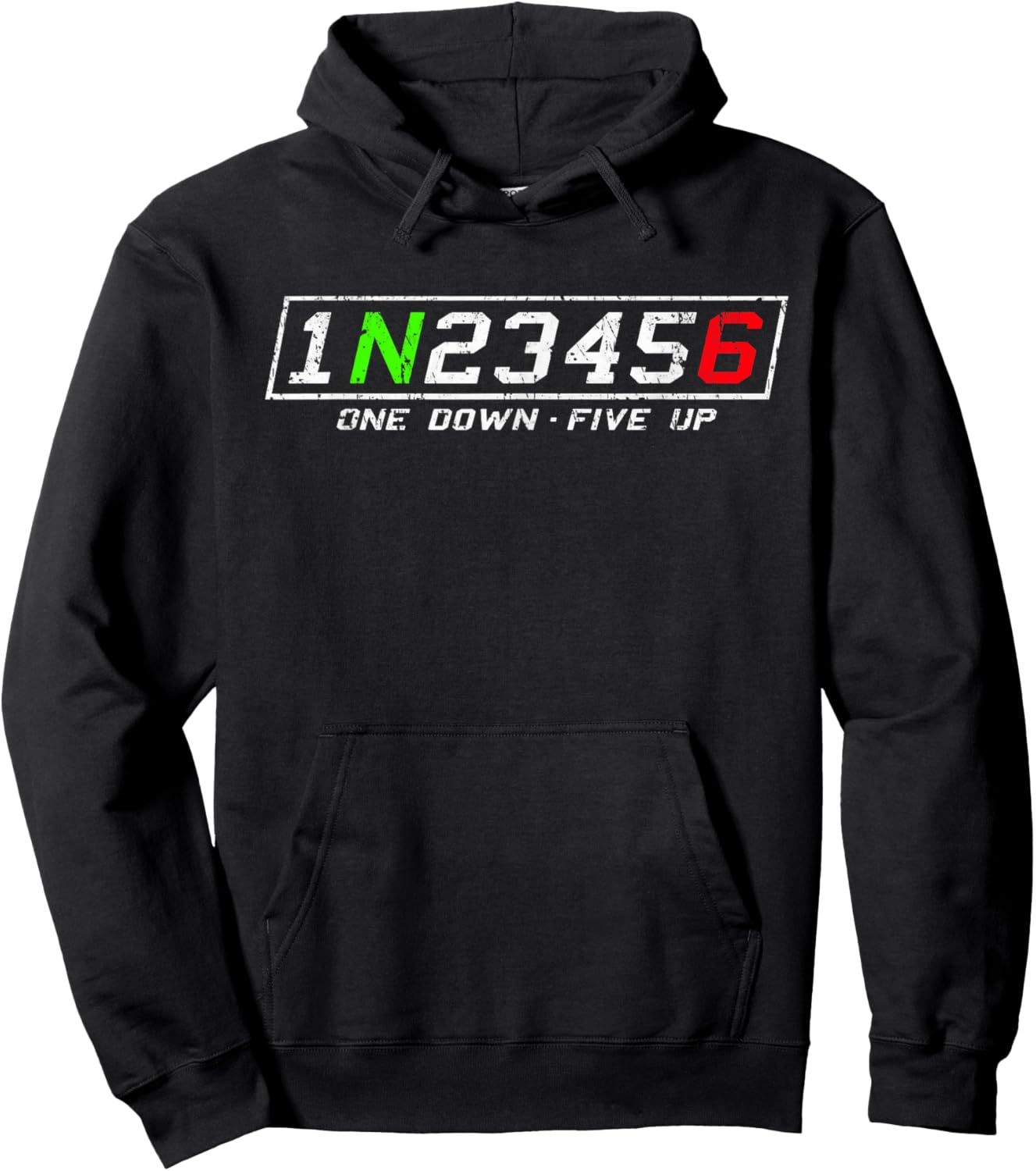 1n23456 Motorcycle Gear Shift Pattern for Biker Motorcyclist Hoodie - Hoodie | Black