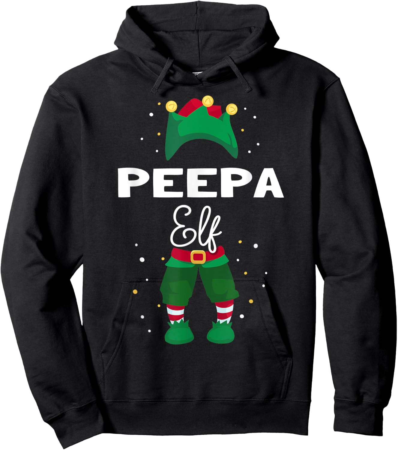 Funny Christmas Tree Lights Ugly Sweater PEEPA Elf Hoodie - Hoodie | Black