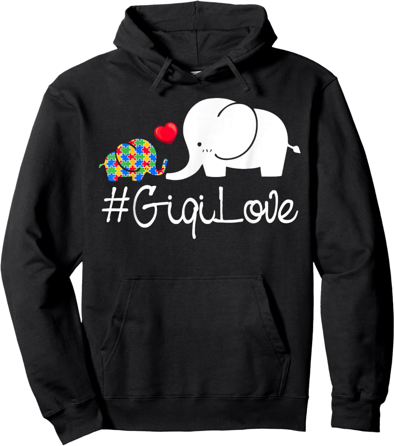Gigi Love Elephants Autism Awareness Month Puzzles Autism Hoodie - Hoodie | Black