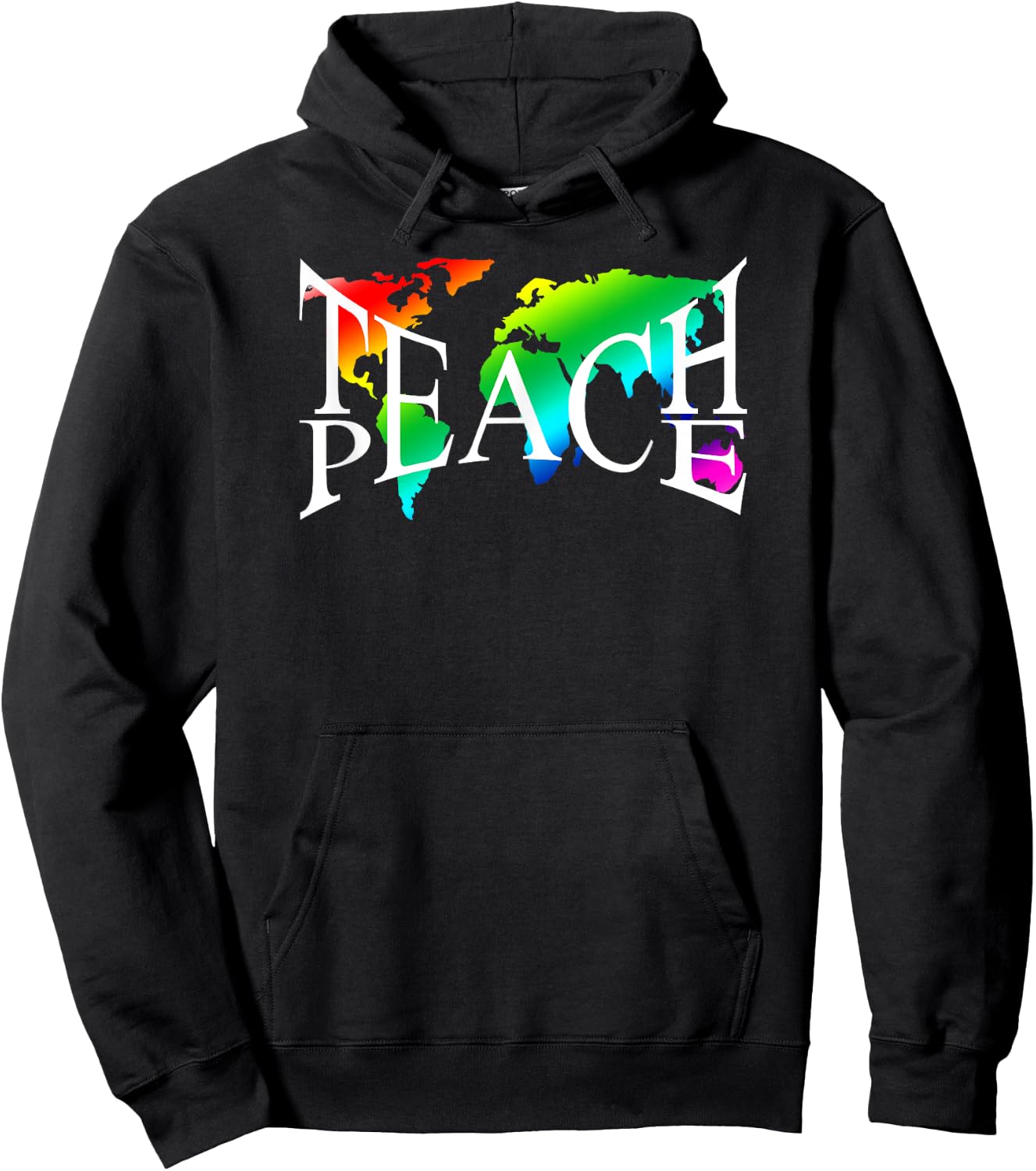 Teach Peace I Earth Peace Sign Hippie Hoodie - Hoodie | Black