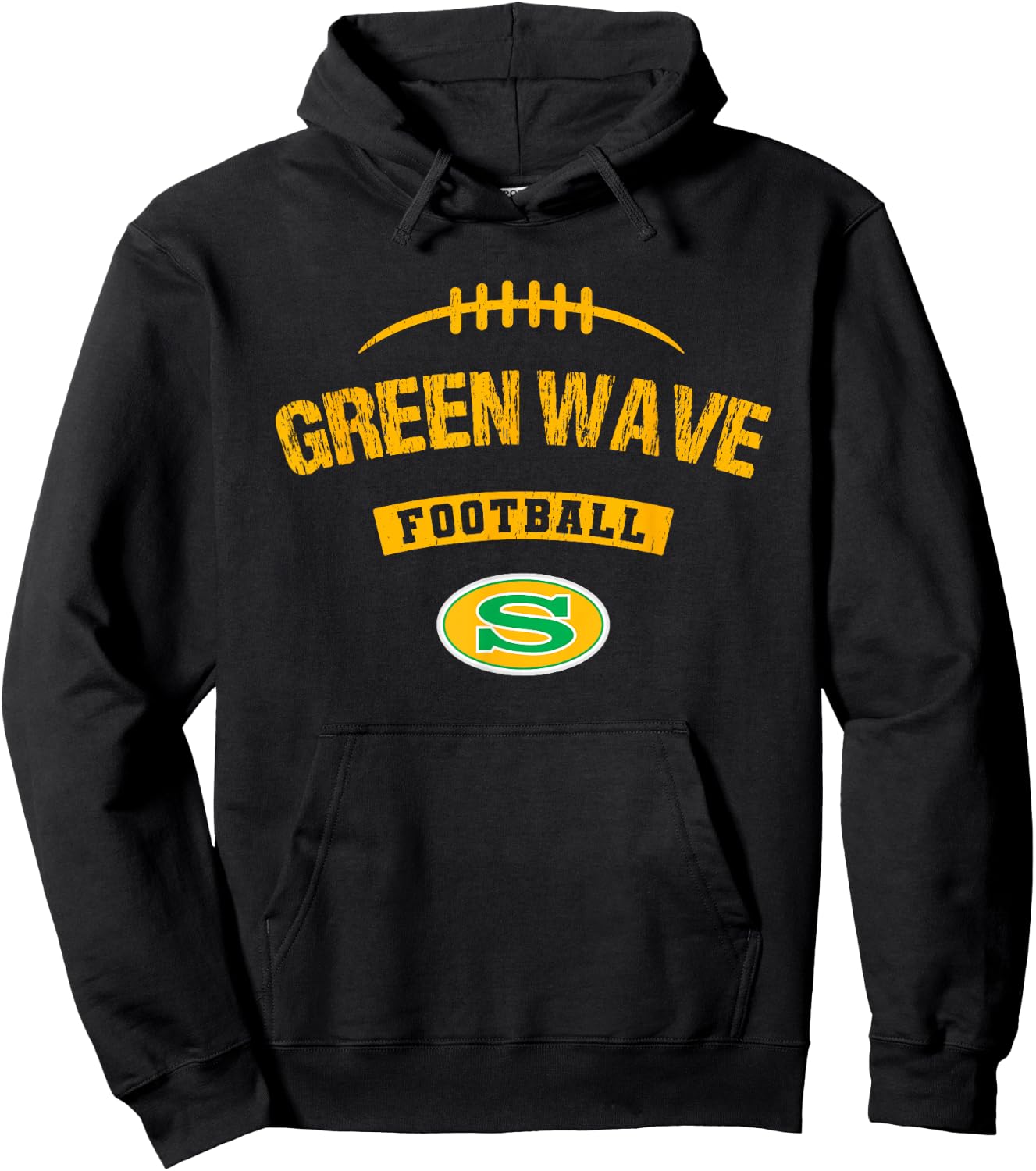Summerville Green Wave Logo Football Distressed HS Hoodie - Hoodie | Black