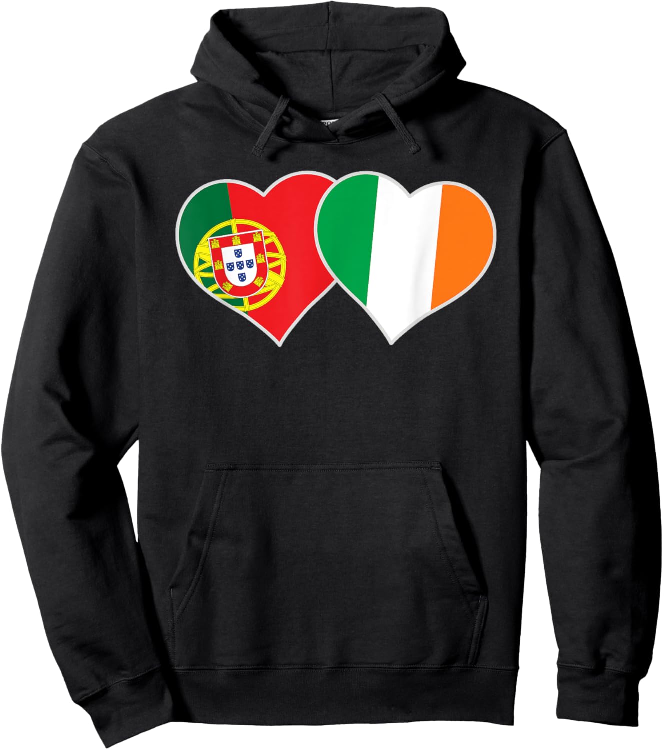 Portuguese Irish Flag Heart Portugal Ireland Hoodie - Hoodie | Black