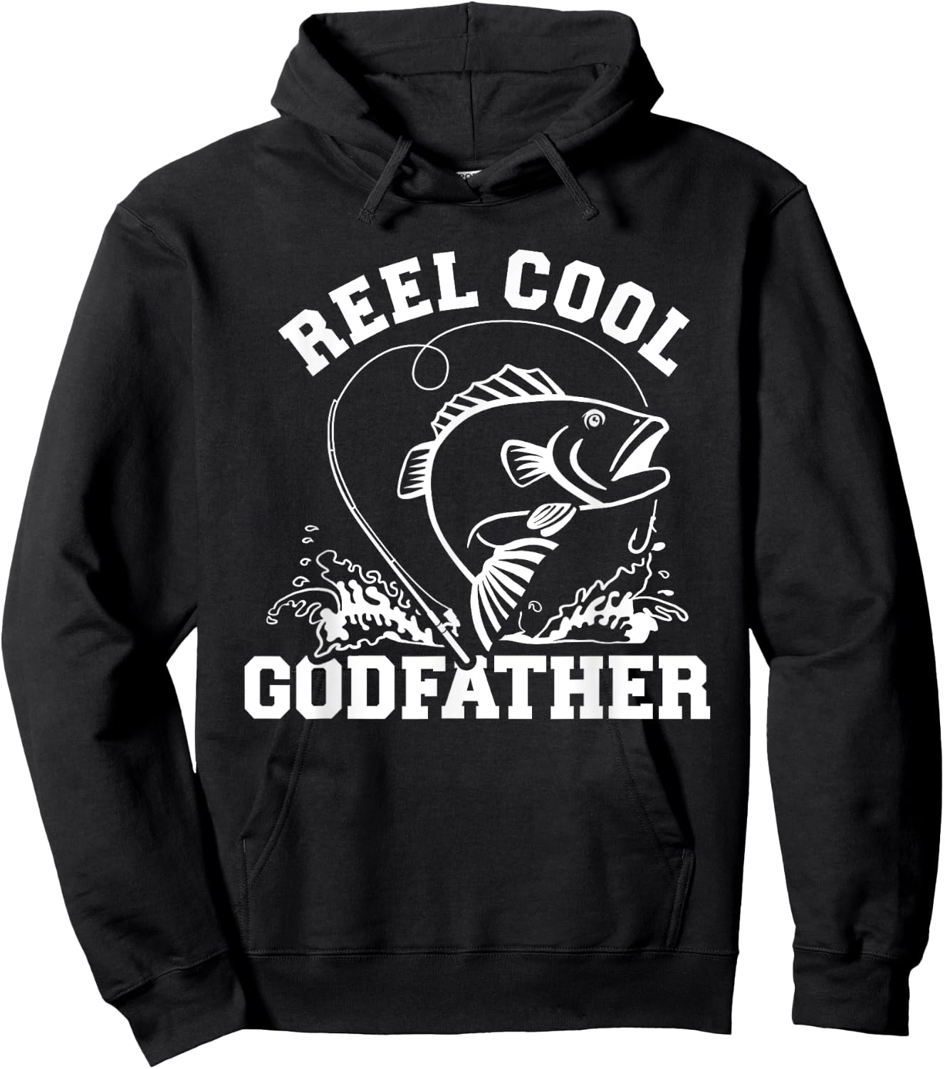 Godfather Gifts Reel Cool Godfather - Men's Fishing Rod Print - Black, Small Hoodie - Hoodie | Black