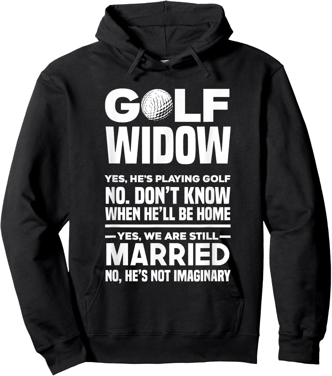 Golf Widow Funny Golfing Golfer Wife Hoodie - Hoodie | Black