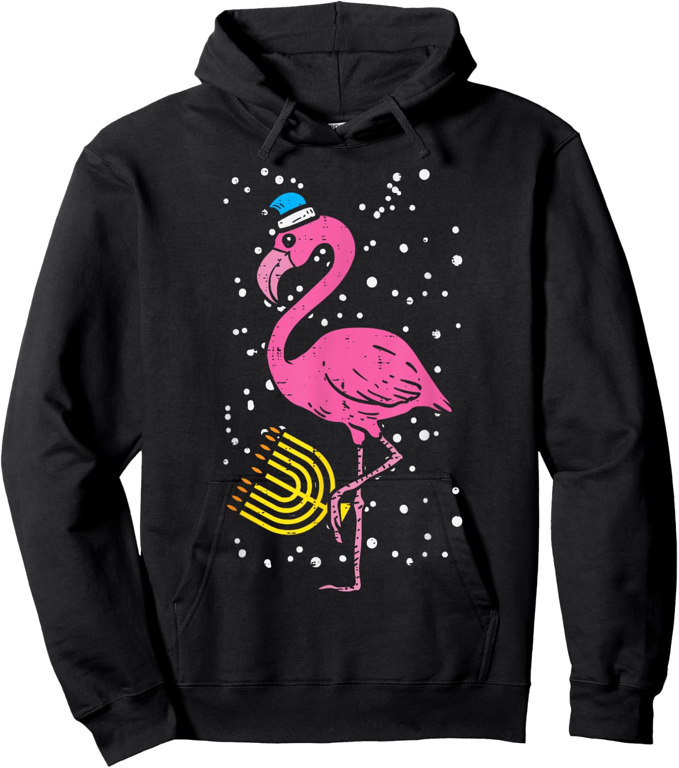 Jewish Flamingo Menorah Bird Lover Hanukkah Chanukah Gift Hoodie - Hoodie | Black