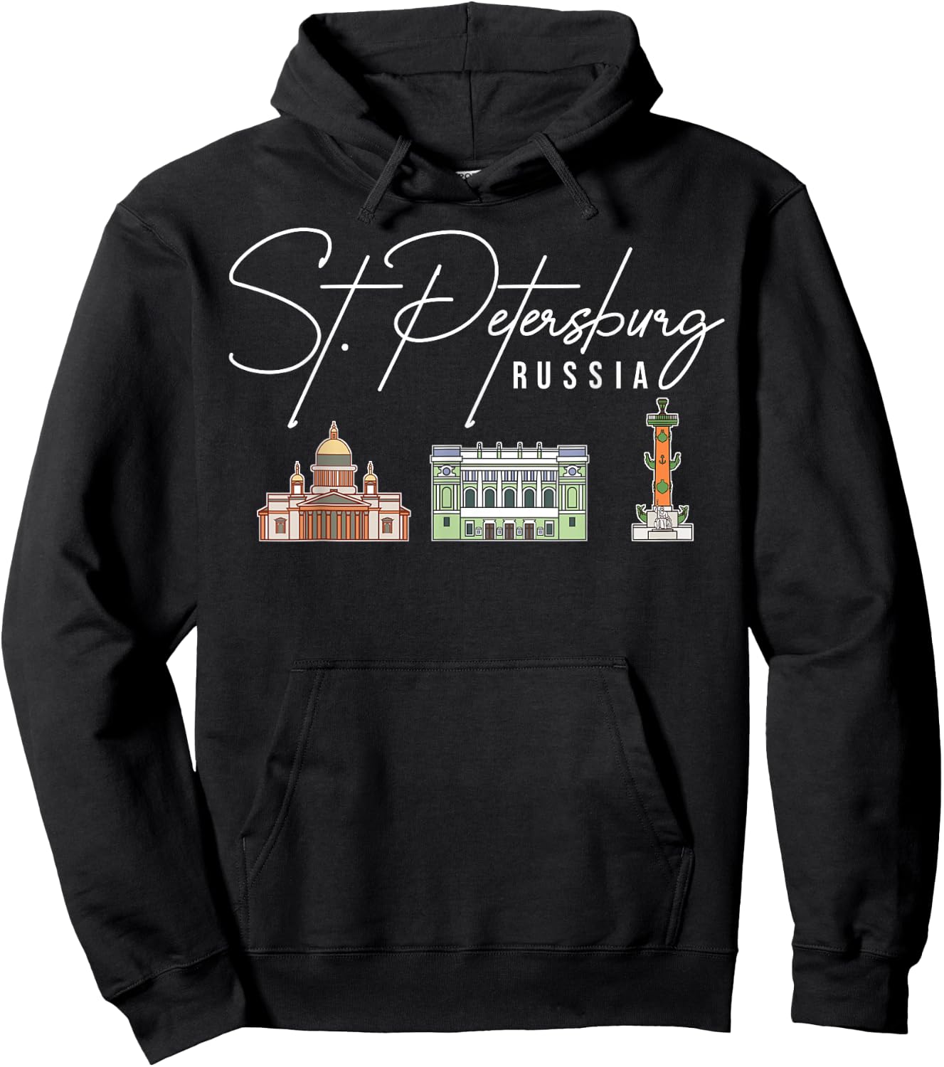 St. Petersburg Russia City Skyline Map Travel Hoodie - Hoodie | Black