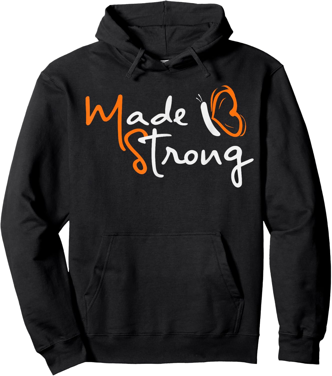 Multiple Sclerosis Awareness Orange Ribbon Butterfly Shirt Hoodie - Hoodie | Black
