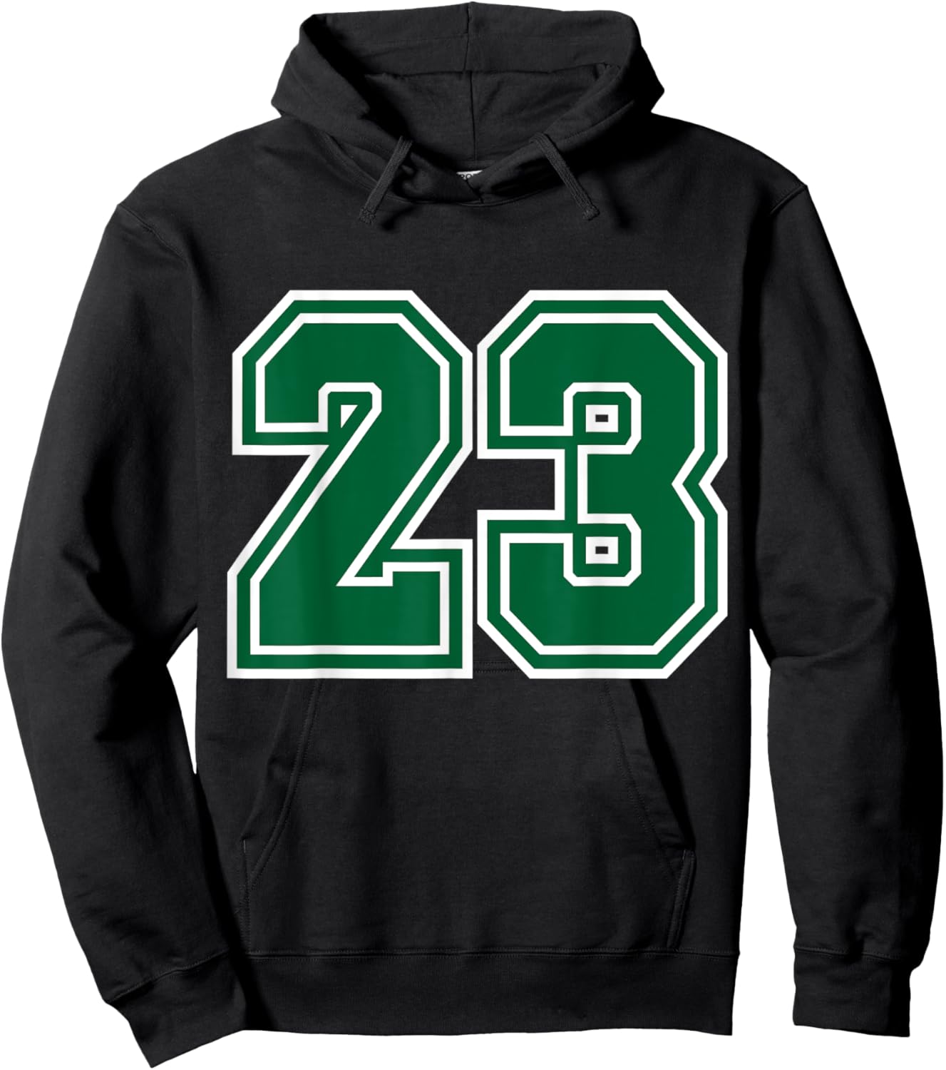Number #23 White Green Varsity Sports Team Hoodie - Hoodie | Black
