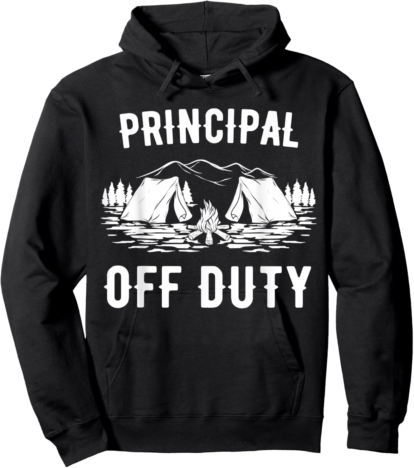 Camping Principal Off Duty Funny Camper Gift Hoodie - Hoodie | Black