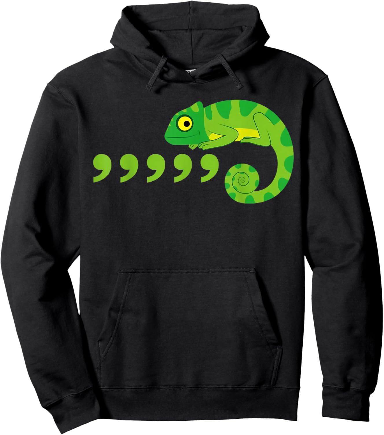 Comma Chameleon Funny 80's Throwback Hoodie - Hoodie | Black