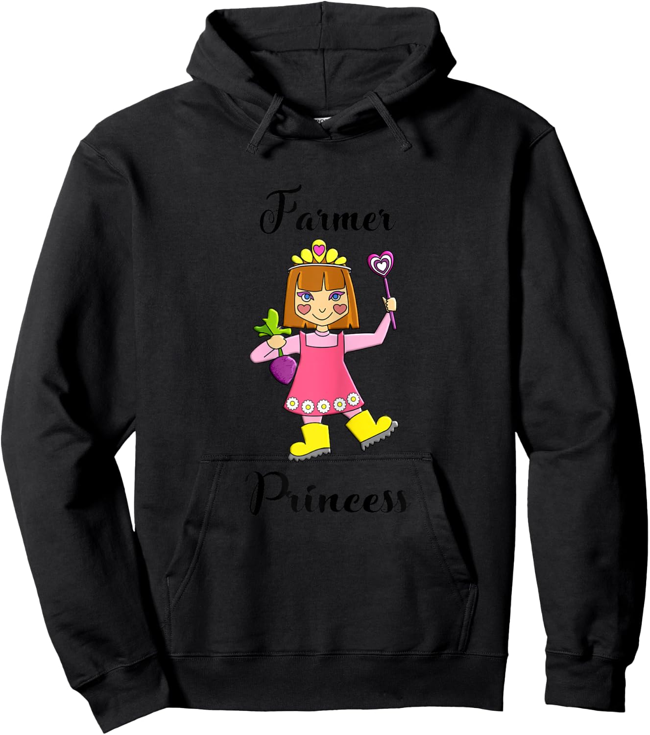 Little Girls Farmer Princess Hoodie - Hoodie | Black