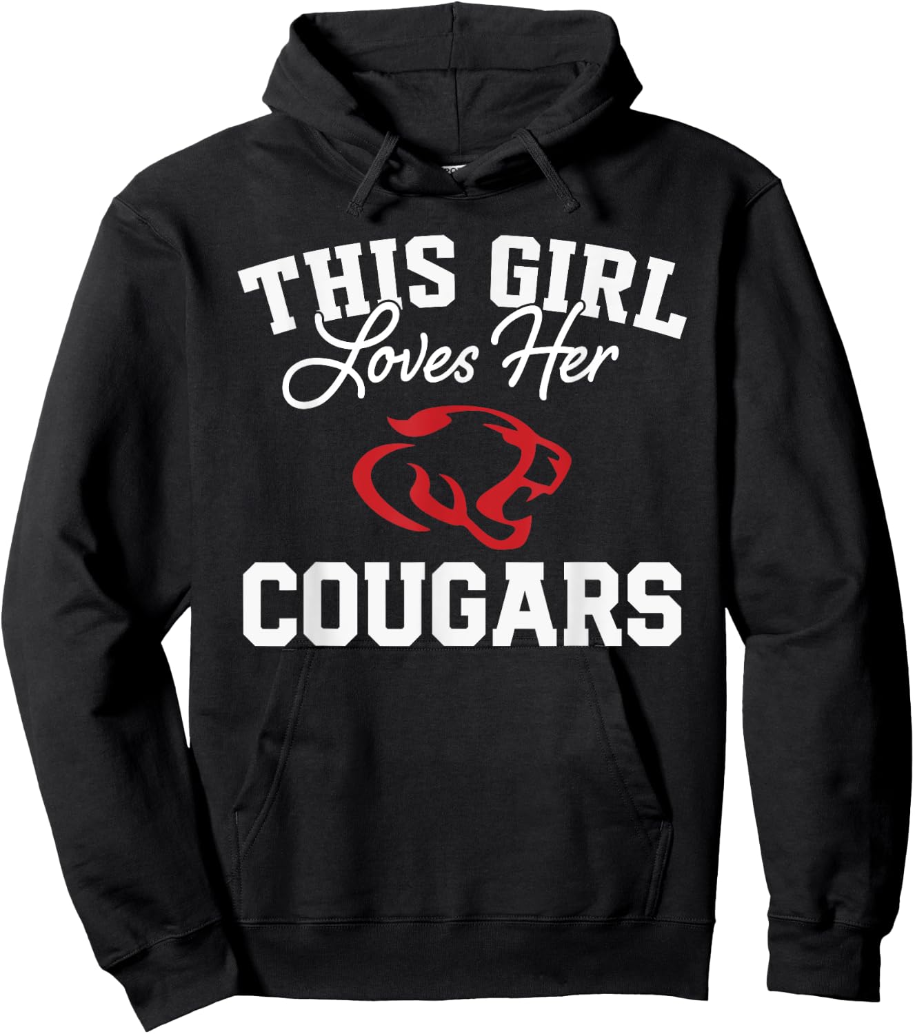 Crosby Cougars Logo This Girl Loves Her HS Hoodie - Hoodie | Black