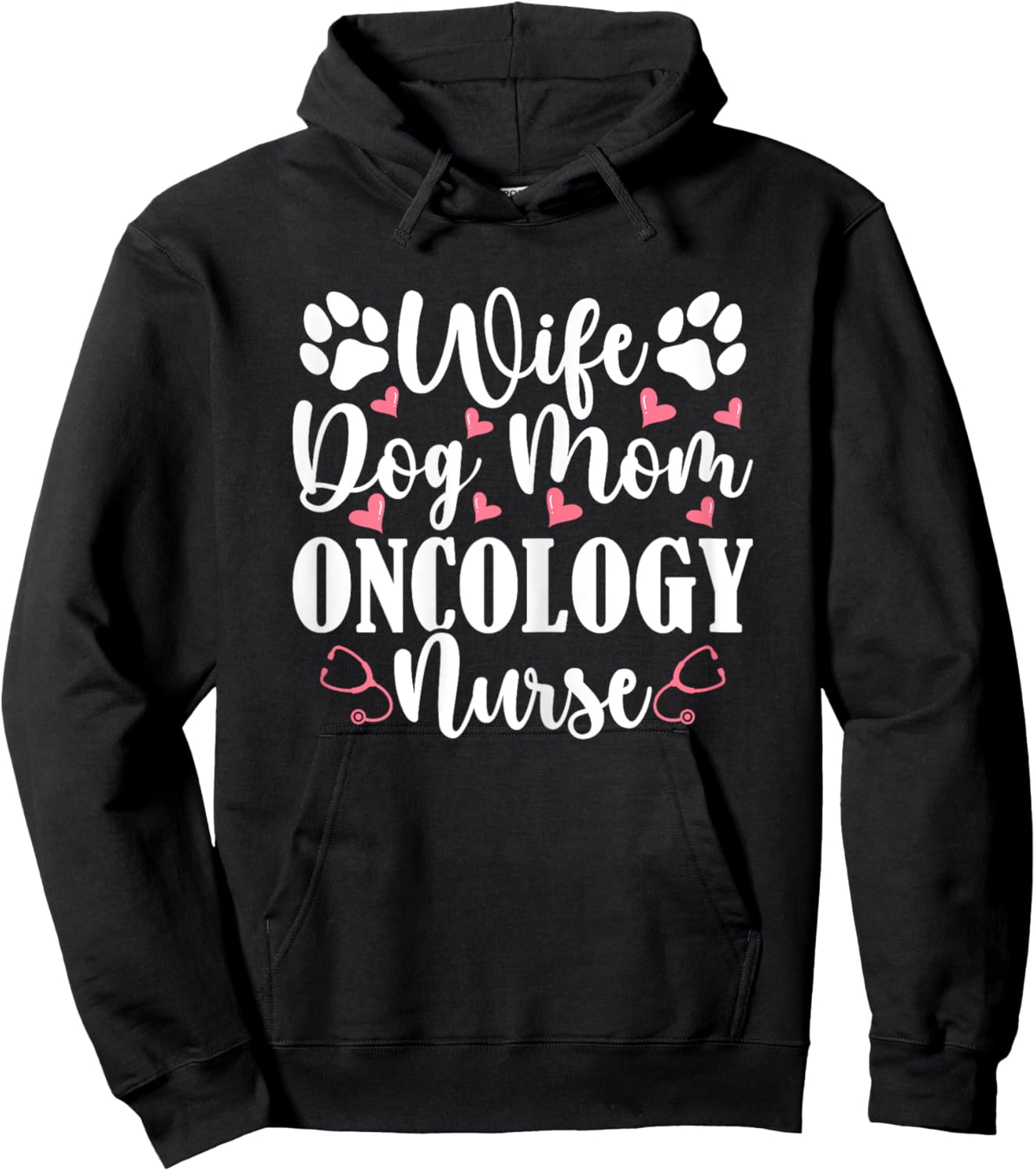 Wife Dog Mom Oncology Nurse - Dog Lover Women Oncology Nurse Hoodie - Hoodie | Black