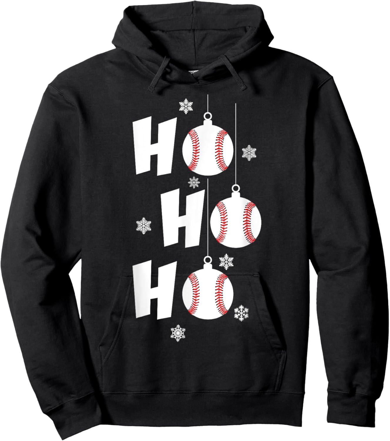 HO HO HO Merry Christmas BASEBALL Hoodie - Hoodie | Black