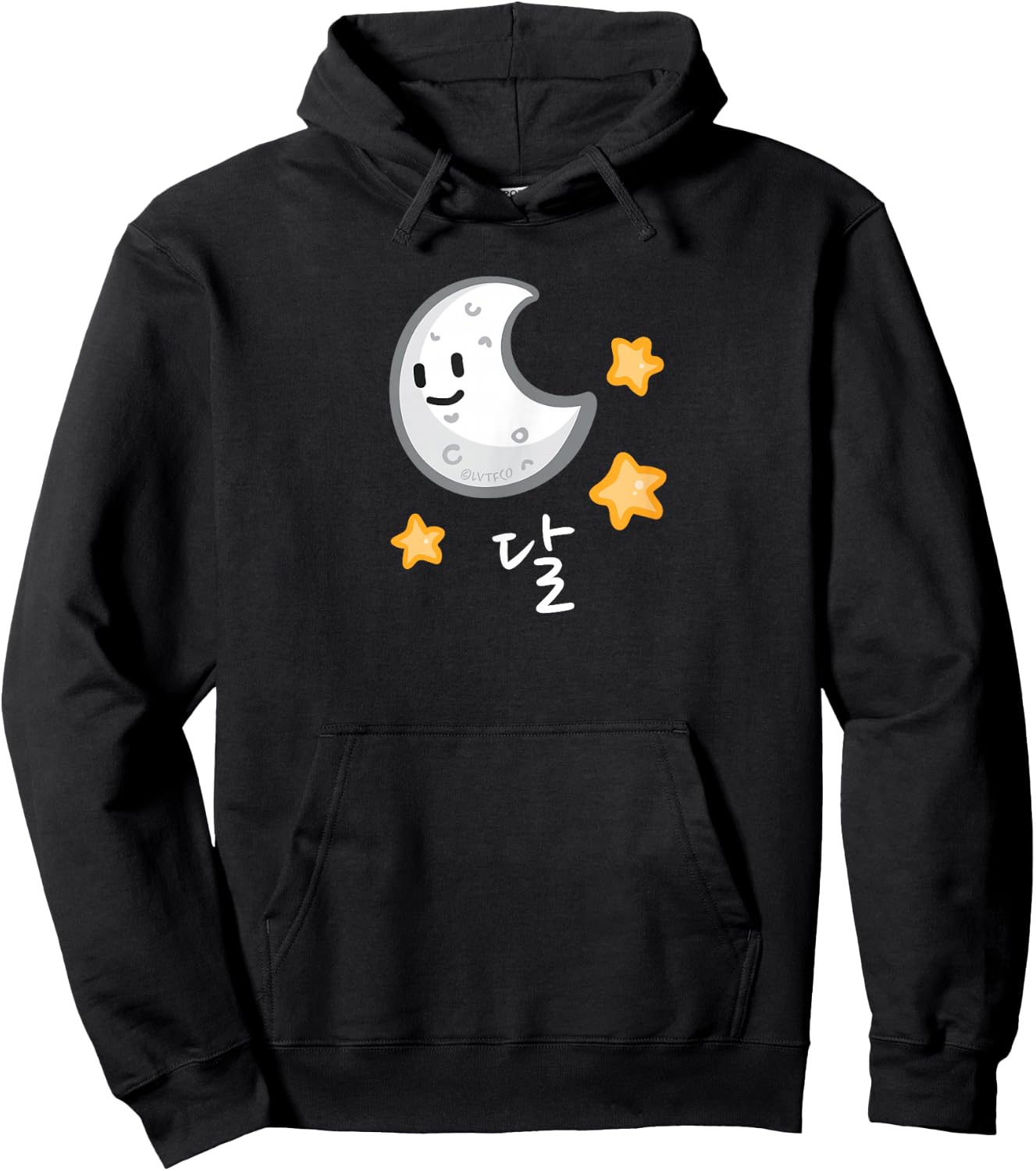 Korean Hangul Word and Illustration of Moon Hoodie - Hoodie | Black