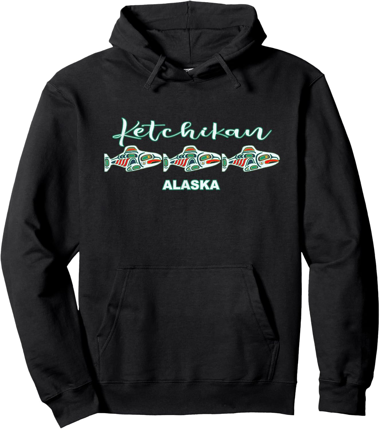 Ketchikan Alaska Native Art Salmon Fishing Capital Souvenir Hoodie - Hoodie | Black