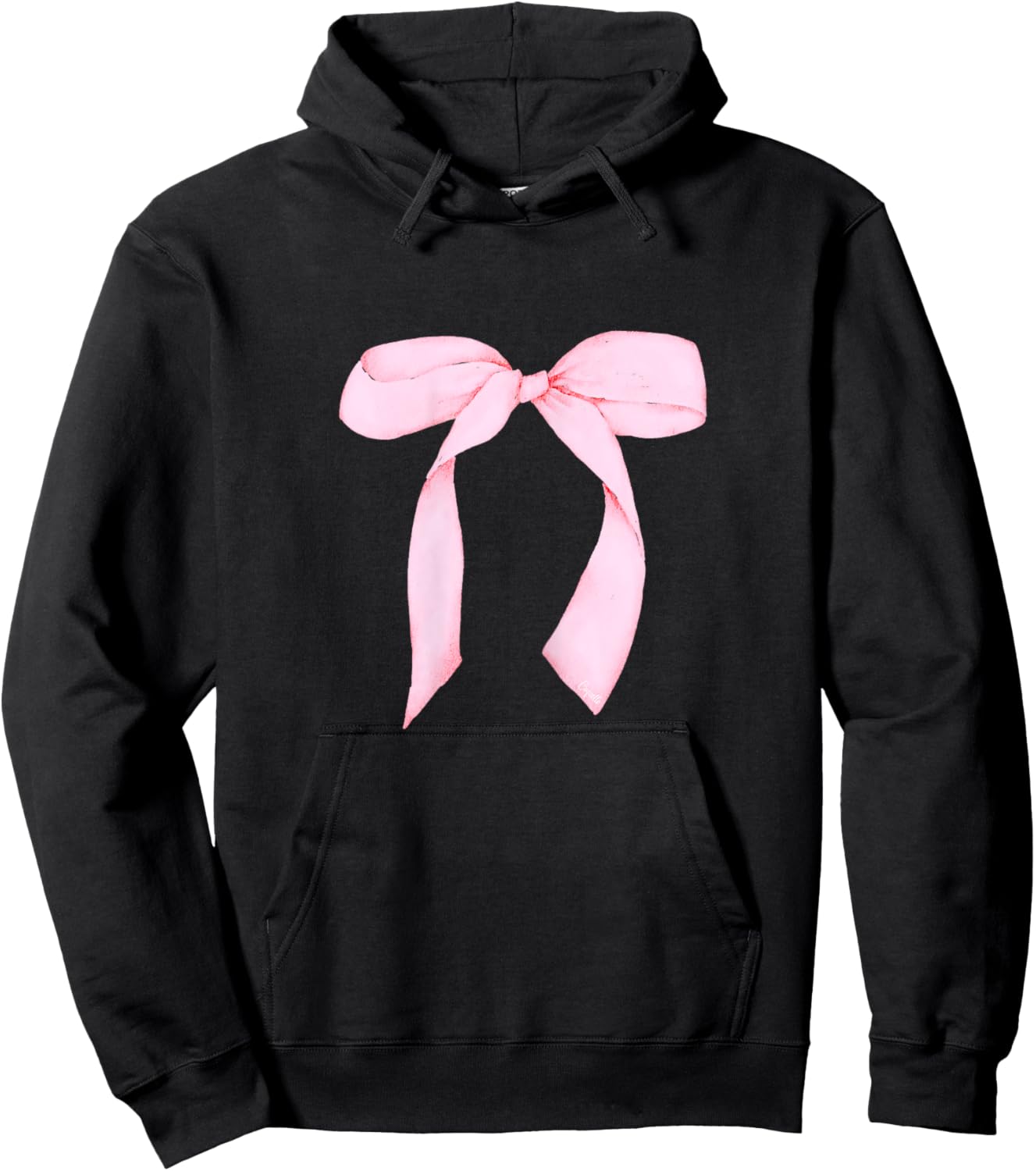 Women's Pink Bow Coquette Aesthetic Bow Print Bow Graphic Hoodie - Hoodie | Black