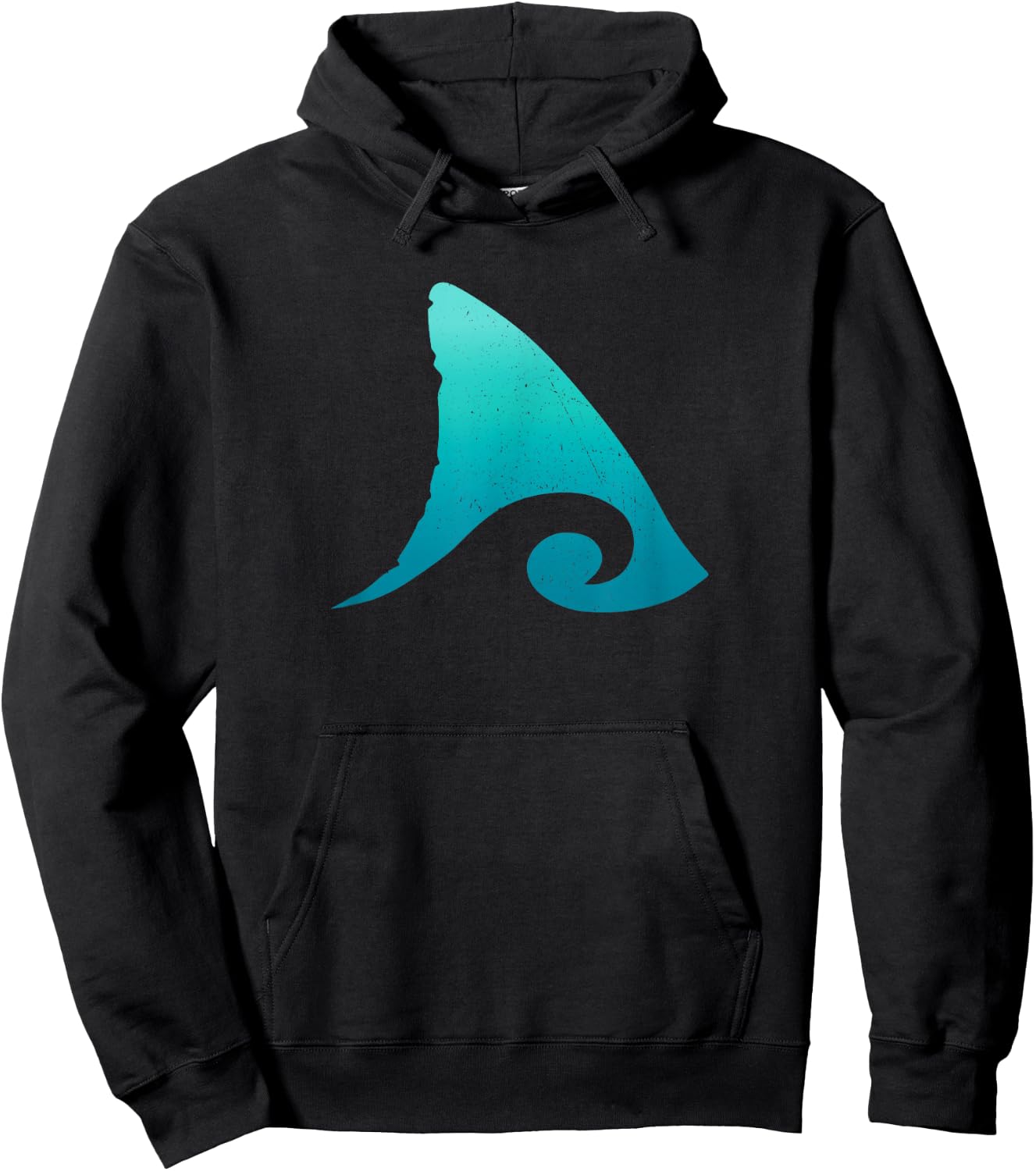 Shark Fin Ocean Wave Design Hoodie - Hoodie | Black