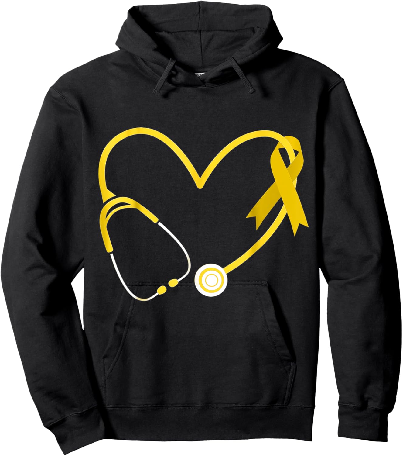 Doctor Nurse Heart Love Gold Childhood Cancer Awareness Gold Hoodie - Hoodie | Black