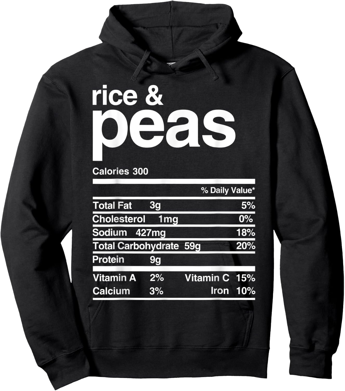 Rice and Peas Nutritional Value Hoodie - Hoodie | Black