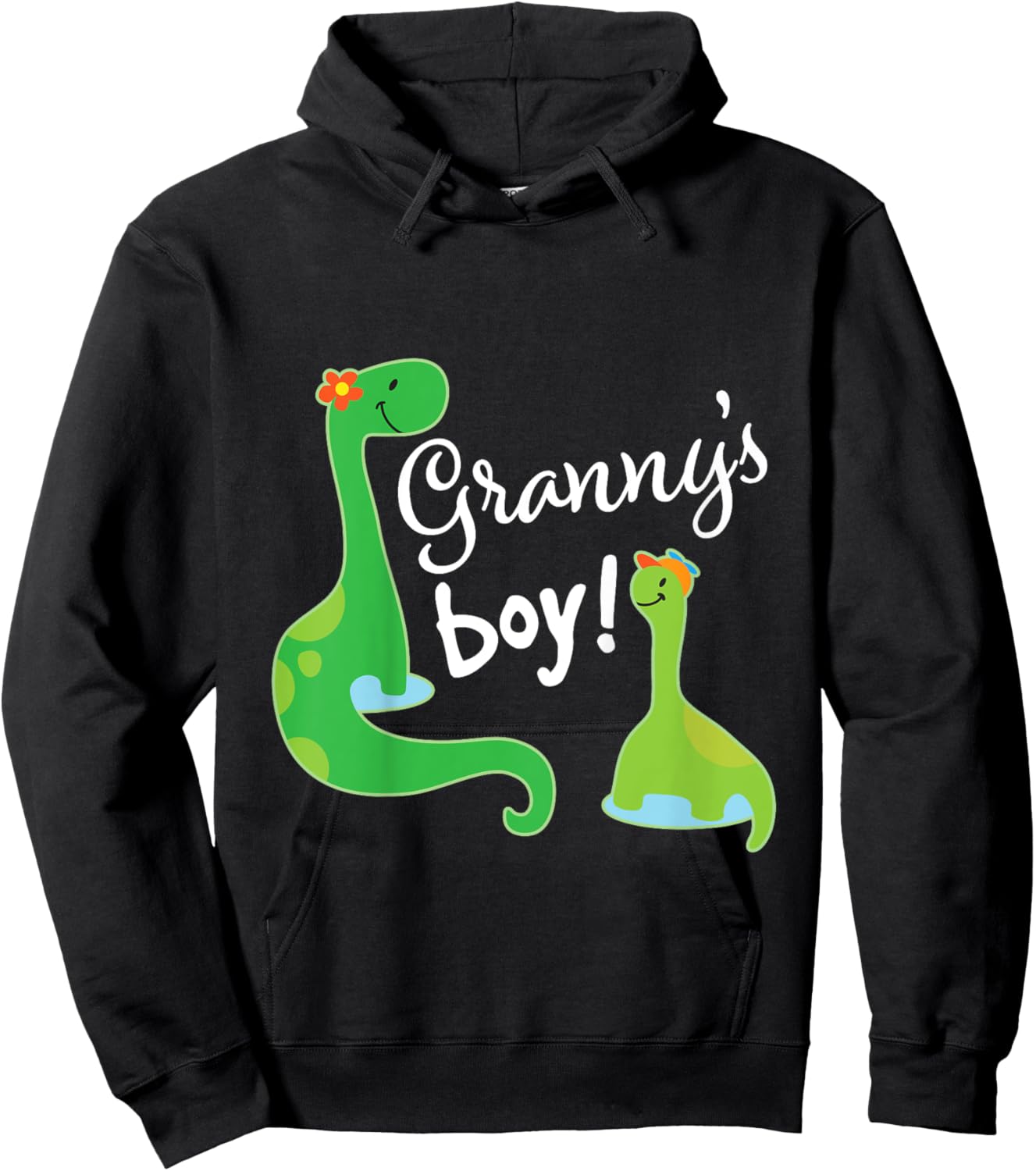 Kids Grannys Boy Grandson Dinosaur Hoodie - Hoodie | Black