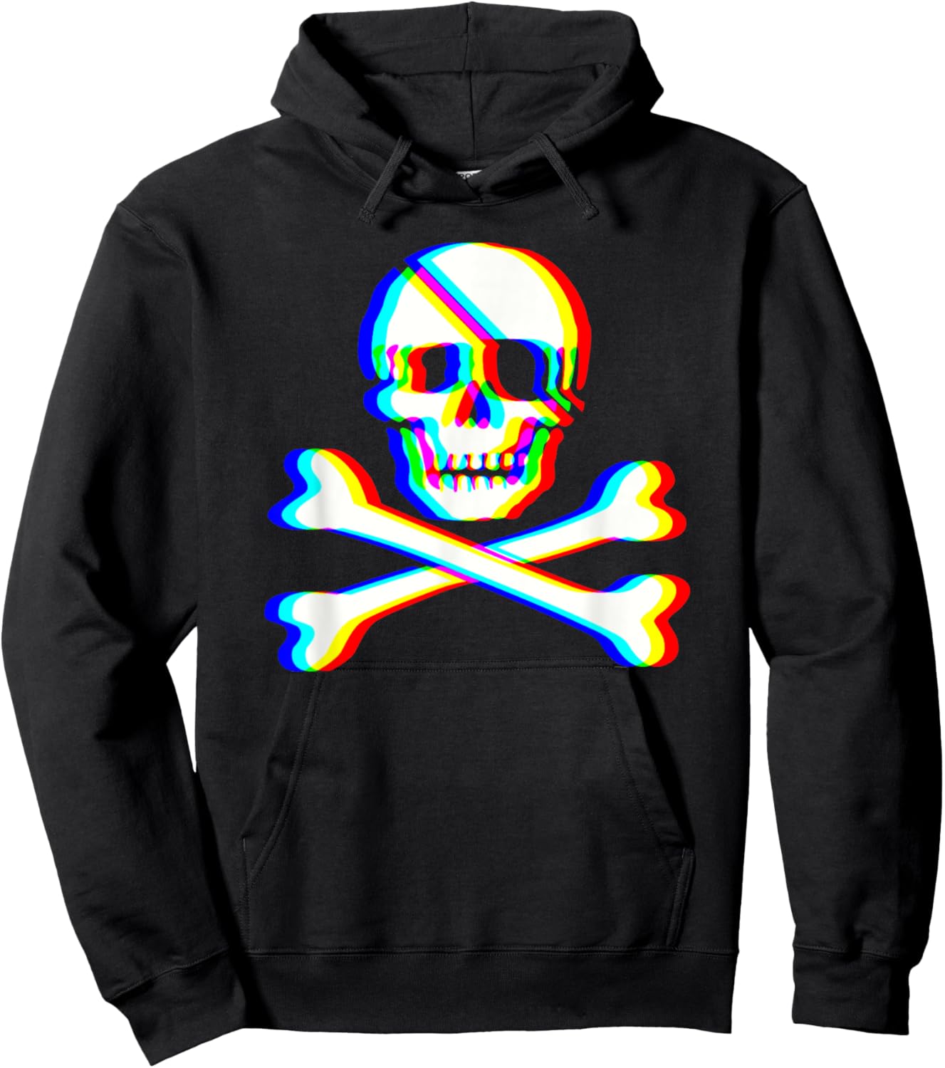 Jolly Roger Trippy Crossbones Skull Halloween Rave EDM Party Hoodie - Hoodie | Black