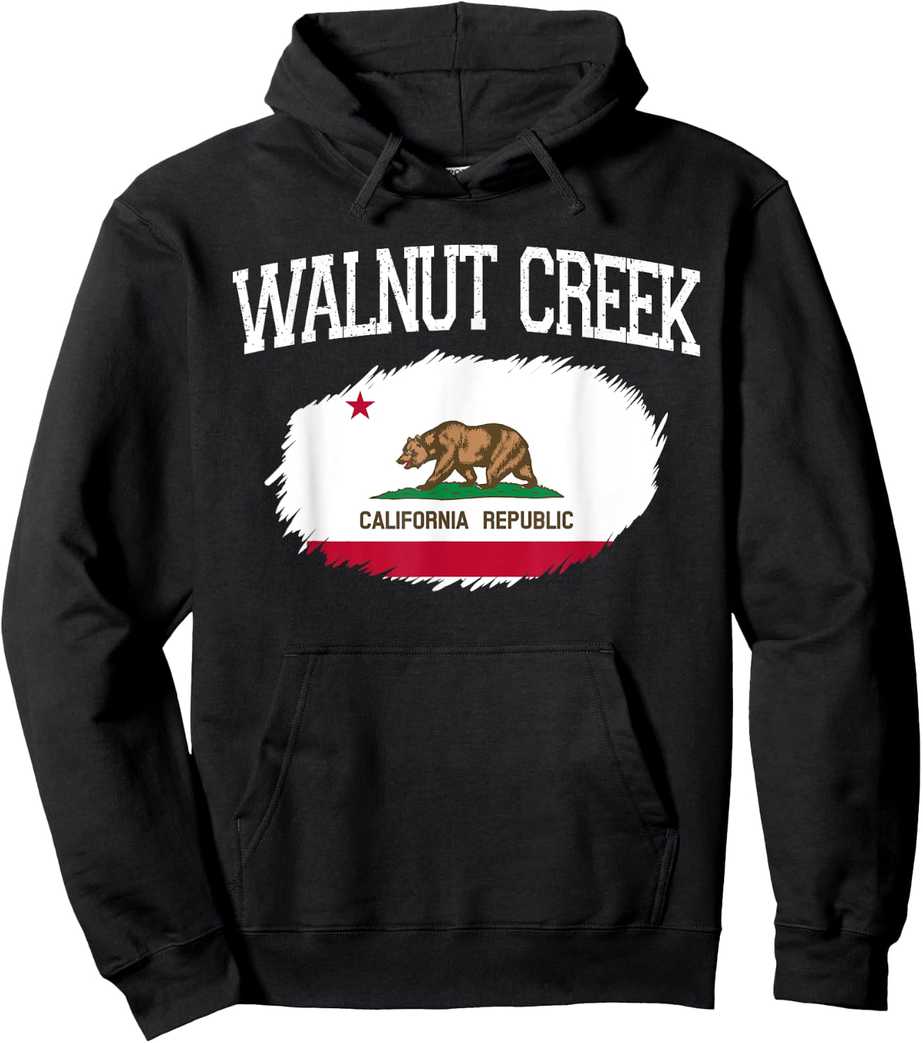 WALNUT CREEK CA CALIFORNIA Flag Vintage USA Sports Men Women Hoodie - Hoodie | Black