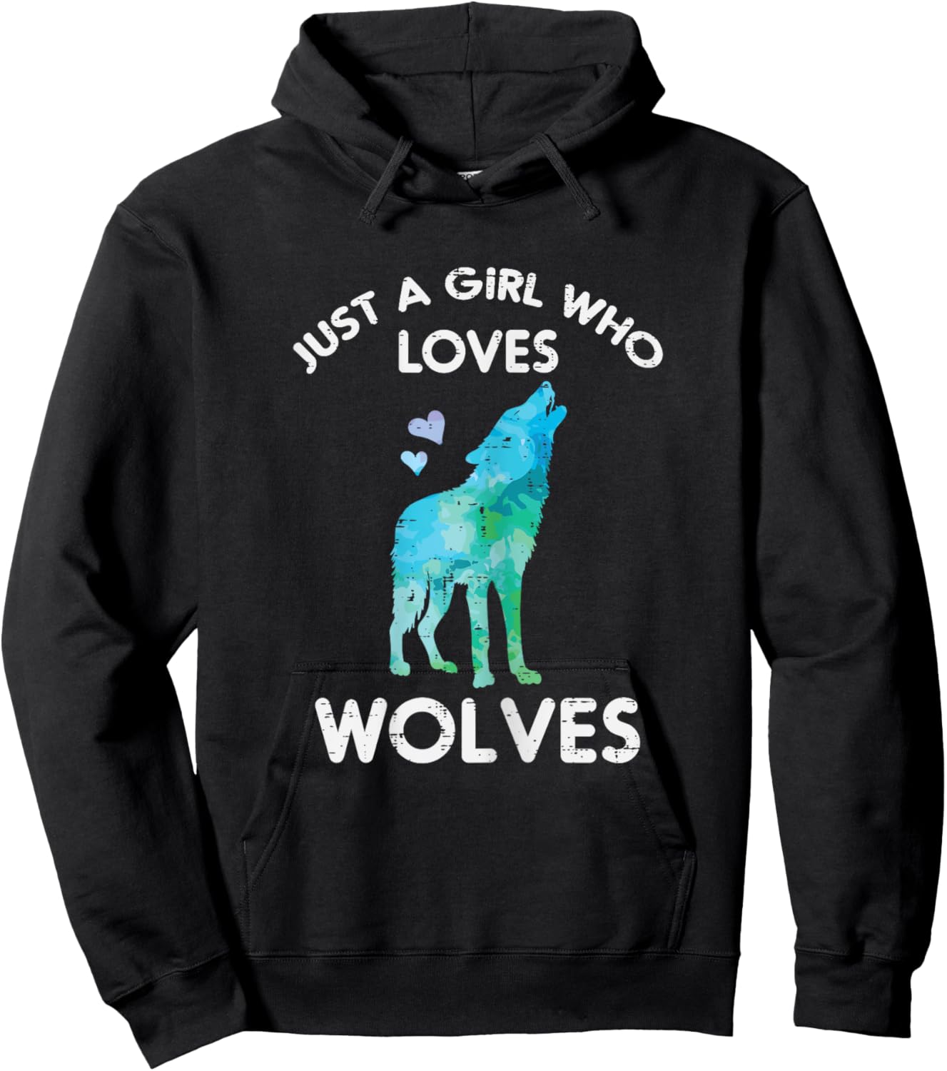 Just A Girl Who Loves Wolves Cute Animal Women Girls Kids Hoodie - Hoodie | Black
