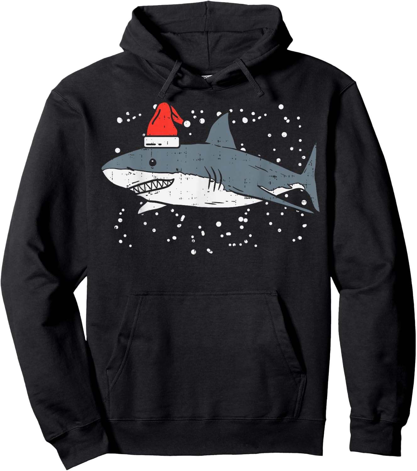 Shark Santa Hat Christmas Xmas Pajama Men Women Kids PJ Hoodie - Hoodie | Black