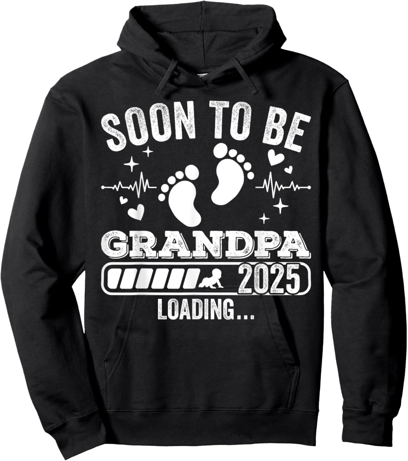 Soon to Be Grandpa 2025 Loading Pregnancy Announcement Hoodie - Hoodie | Black