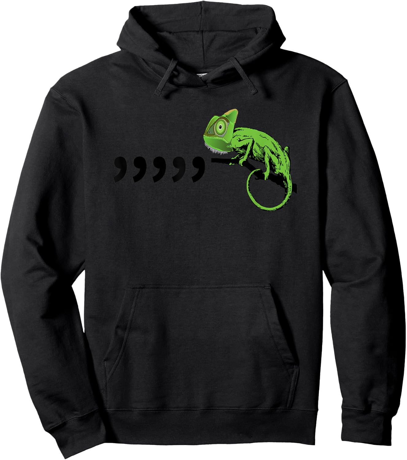 Comma Chameleon Funny 80's Retro Throwback Hoodie - Hoodie | Black