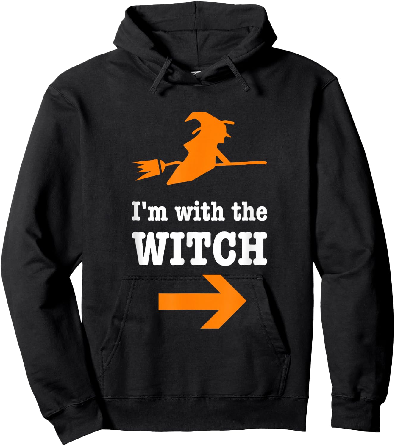 I'm With The Witch Funny Hilarious Couples Halloween Costume Hoodie - Hoodie | Black