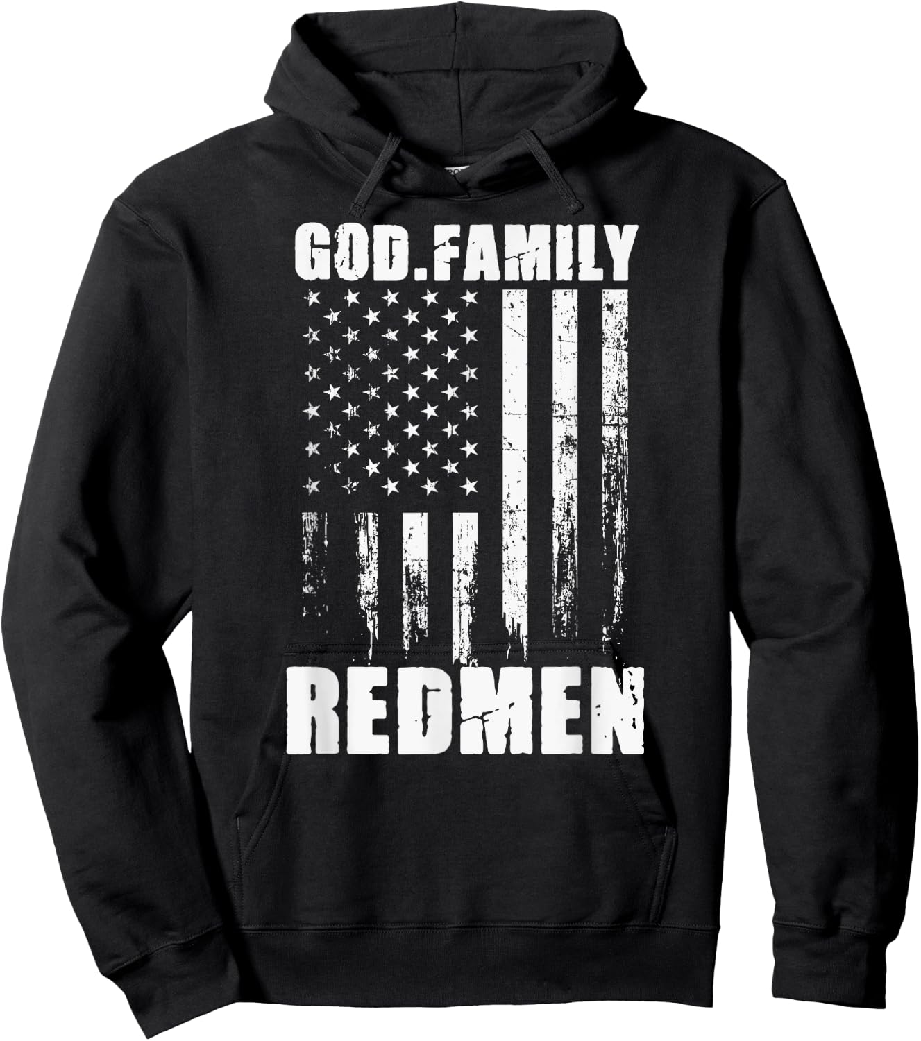 Rock Hill Redmen God. Family. Vintage USA Flag Hoodie - Hoodie | Black