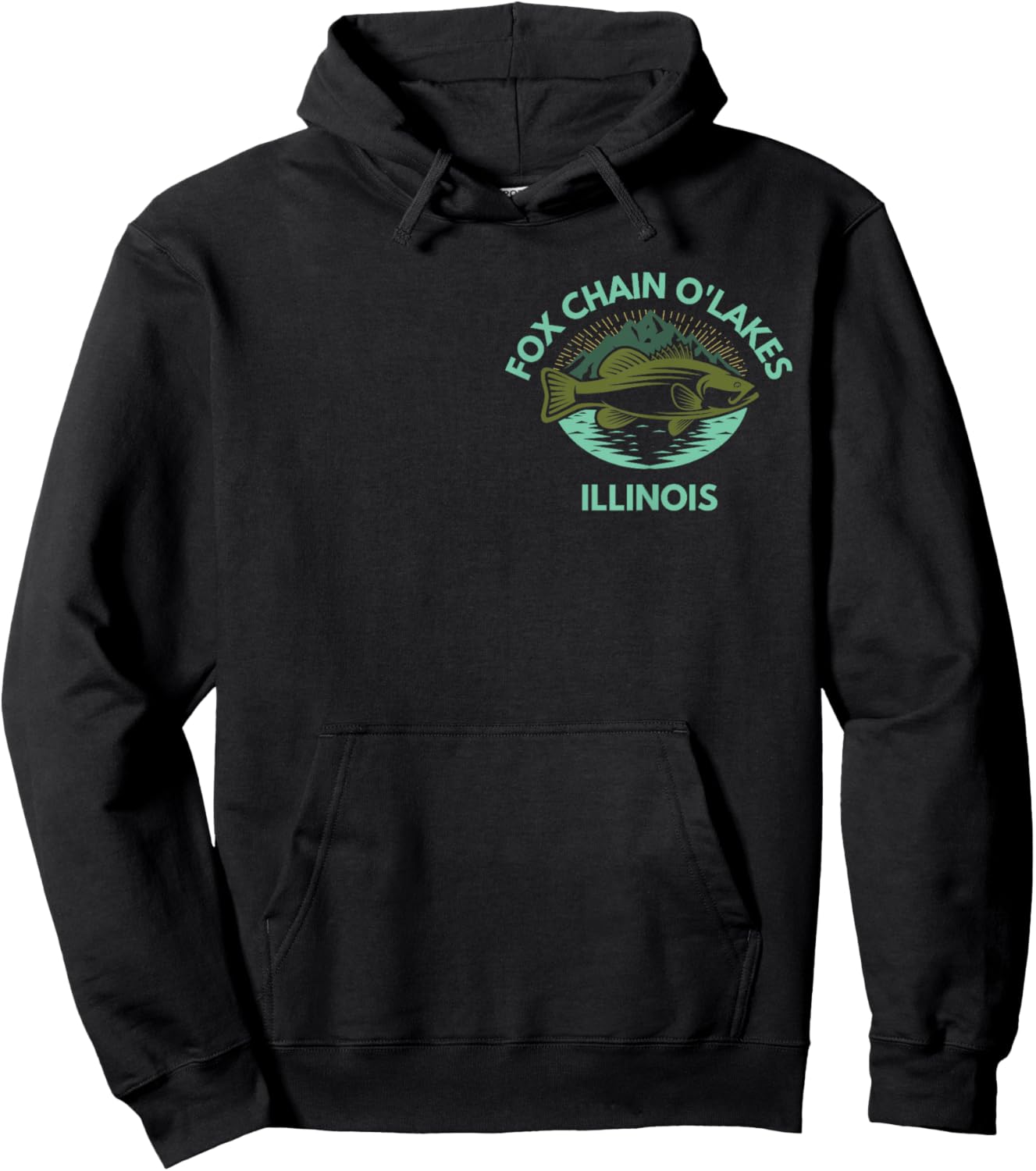 FOX CHAIN O Lakes Illinois Trip Family Fishing Lake Camping Hoodie - Hoodie | Black