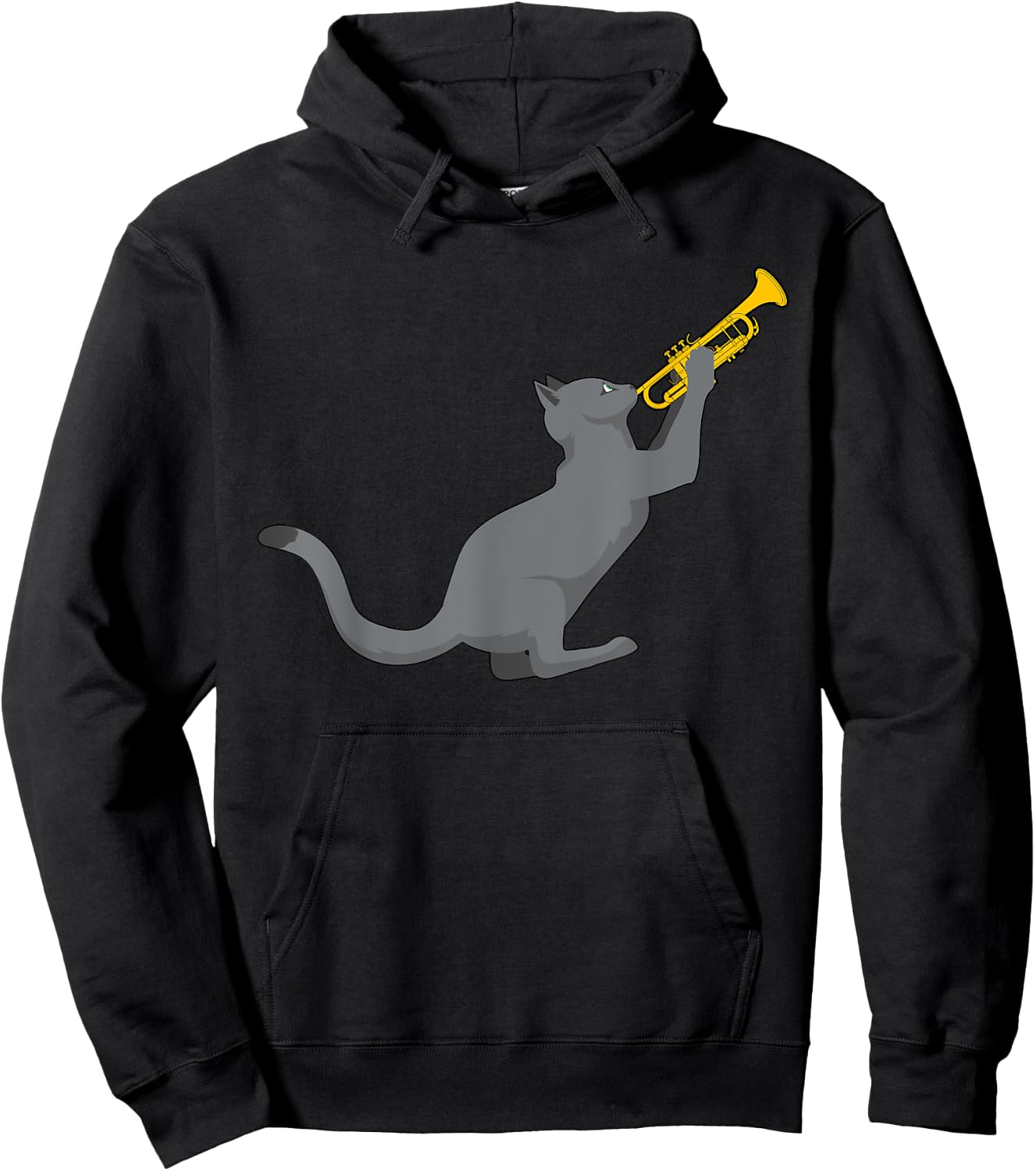 Jazz Cat Trumpet Funny Kitty Musician Cute Animal Playing Men Women Girls Kids Hoodie - Hoodie | Black