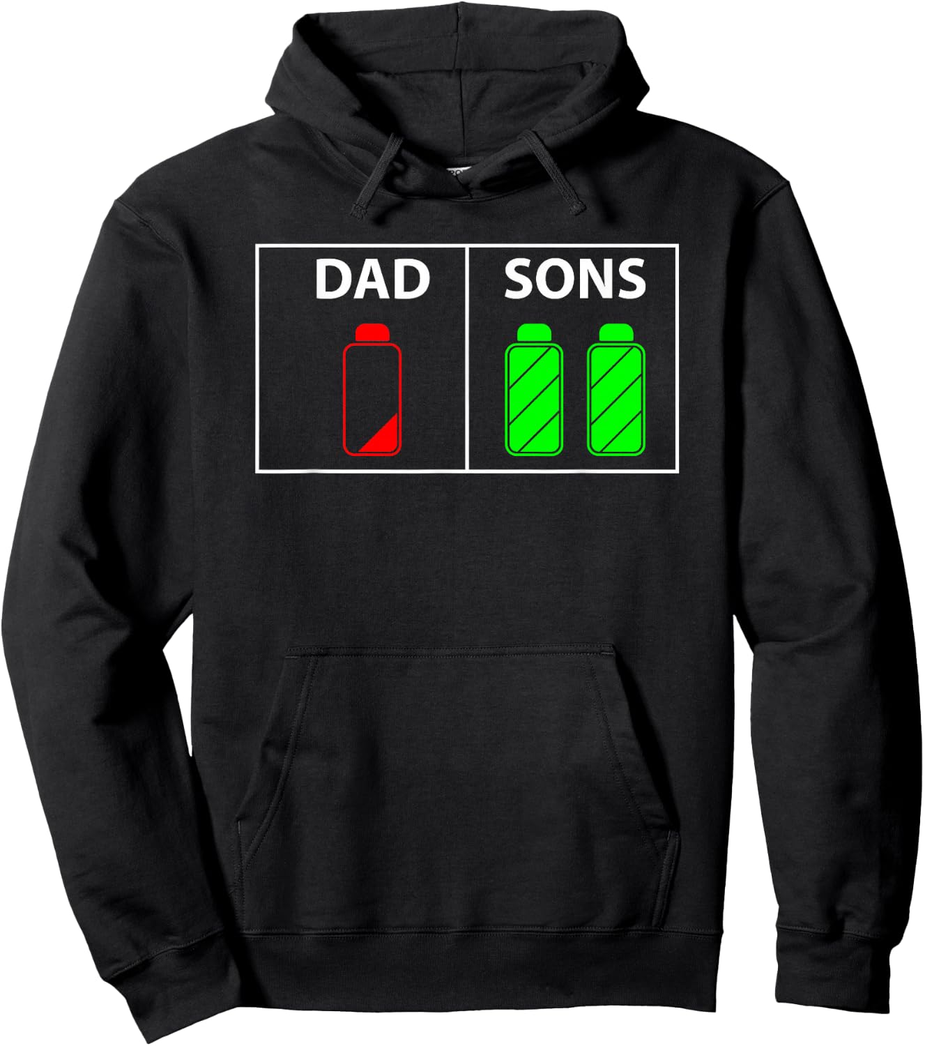 Low Battery Dad of Two Sons or Twin Boys Hoodie - Hoodie | Black